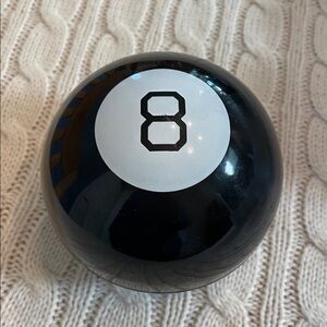 Magic 8 Ball 3.75” diameter. Good condition black/white. Ask your poignant ?’s